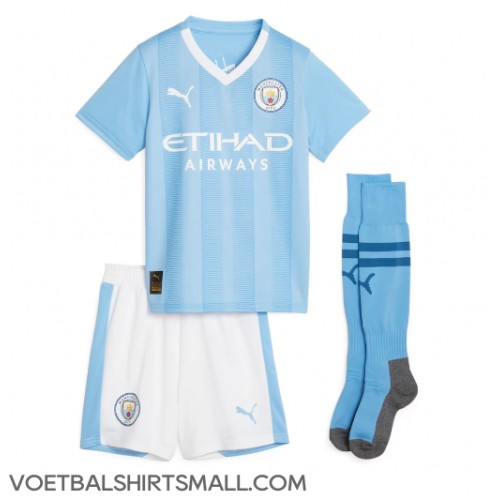 Manchester City Erling Haaland #9 Babykleding Thuisshirt Kinderen 2023-24 Korte Mouwen (+ korte broeken)